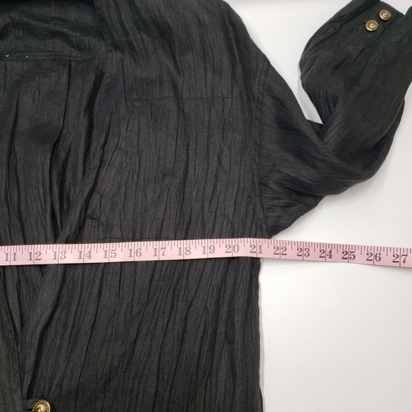 Vintage Black Women's Linen Jacket Blazer Relaxed Boxy - Picture 11 of 16